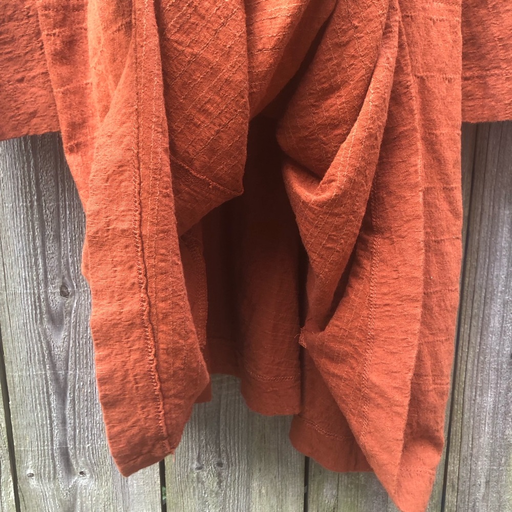 FP Beach Celia Mini Dress Size L Brown Rust Long Dolman Sleeves Gauzy Pockets - Picture 8 of 16